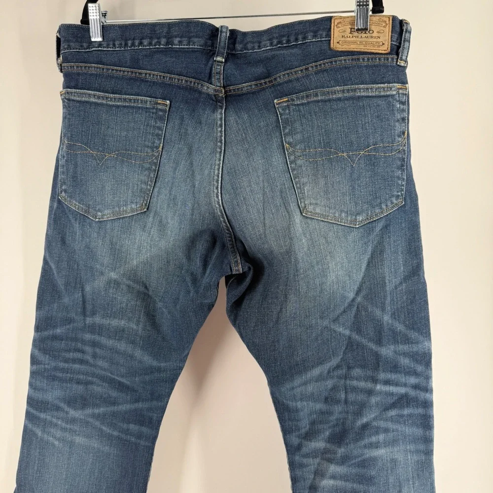 Polo Ralph Lauren Classic Fit Mens Jeans 36x30 Blue Denim Medium Wash Whiskered